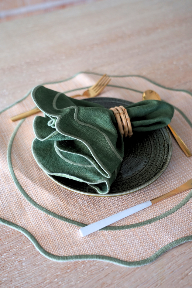 Pack Mantel Individual + Servilleta Verde
