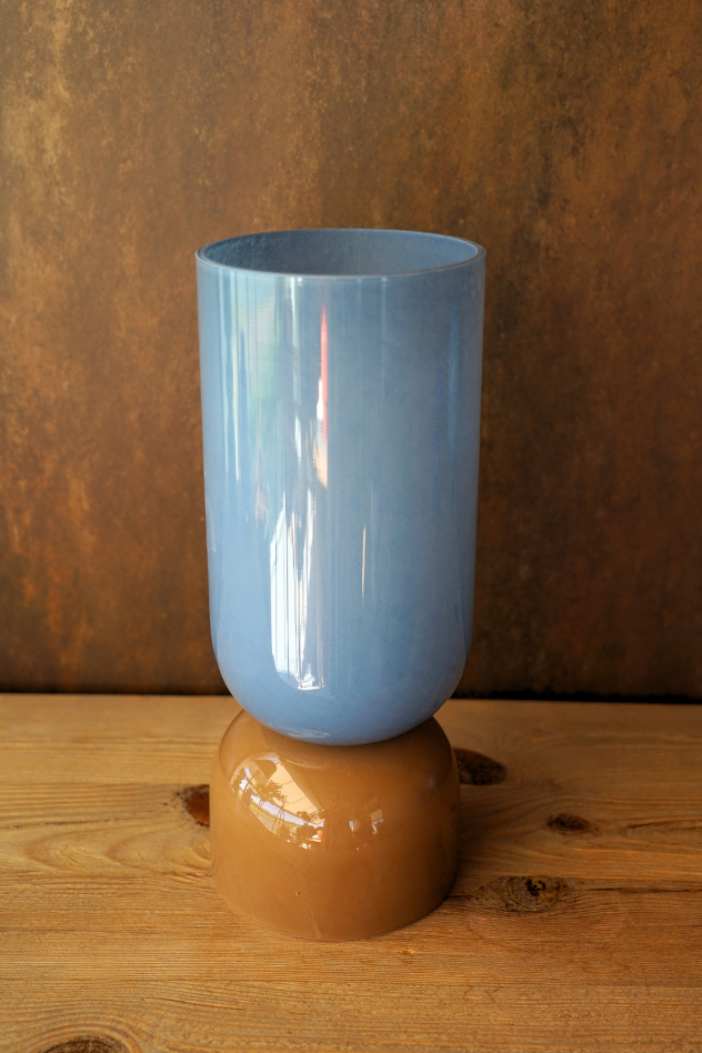 Jarrón Bicolor Azul y Tierra