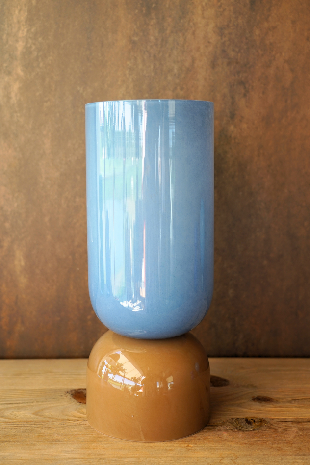 Jarrón Bicolor Azul y Tierra